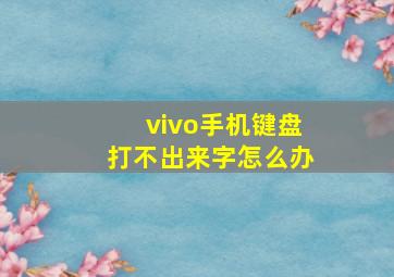 vivo手机键盘打不出来字怎么办