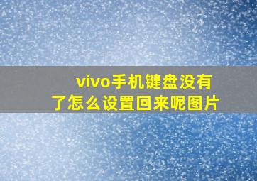 vivo手机键盘没有了怎么设置回来呢图片