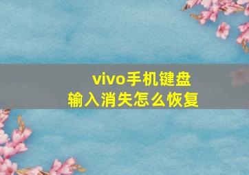 vivo手机键盘输入消失怎么恢复