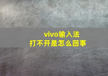 vivo输入法打不开是怎么回事