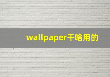 wallpaper干啥用的