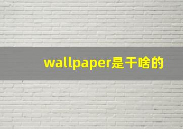 wallpaper是干啥的