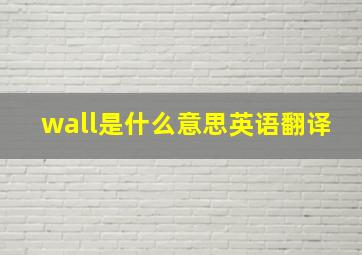 wall是什么意思英语翻译