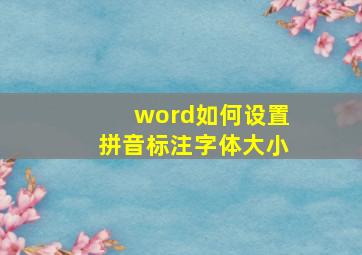 word如何设置拼音标注字体大小