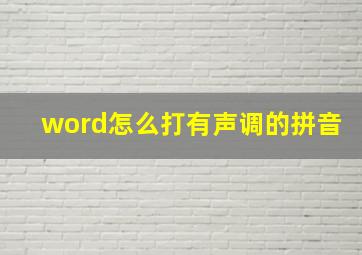 word怎么打有声调的拼音