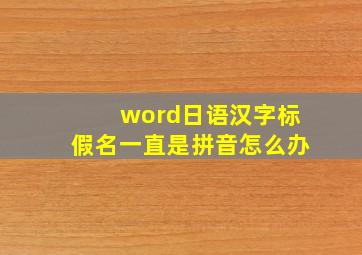 word日语汉字标假名一直是拼音怎么办