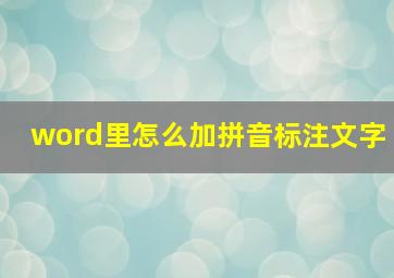 word里怎么加拼音标注文字