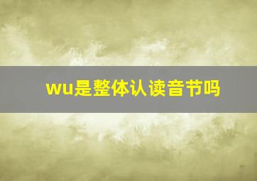 wu是整体认读音节吗