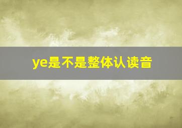 ye是不是整体认读音