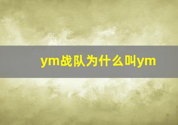 ym战队为什么叫ym