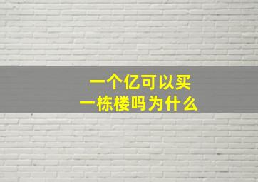 一个亿可以买一栋楼吗为什么