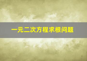 一元二次方程求根问题