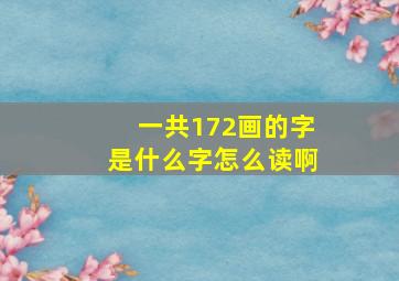 一共172画的字是什么字怎么读啊