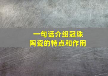 一句话介绍冠珠陶瓷的特点和作用