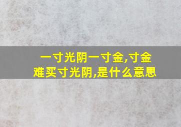 一寸光阴一寸金,寸金难买寸光阴,是什么意思