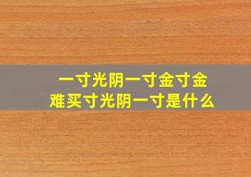 一寸光阴一寸金寸金难买寸光阴一寸是什么