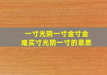 一寸光阴一寸金寸金难买寸光阴一寸的意思