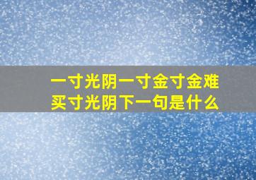 一寸光阴一寸金寸金难买寸光阴下一句是什么