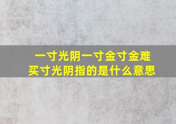 一寸光阴一寸金寸金难买寸光阴指的是什么意思