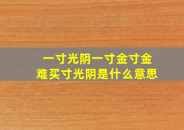 一寸光阴一寸金寸金难买寸光阴是什么意思