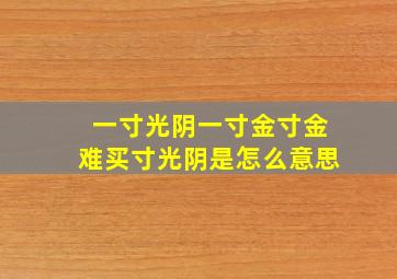 一寸光阴一寸金寸金难买寸光阴是怎么意思