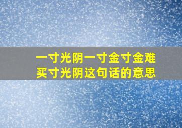 一寸光阴一寸金寸金难买寸光阴这句话的意思