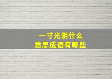 一寸光阴什么意思成语有哪些