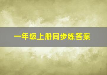 一年级上册同步练答案