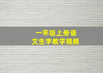 一年级上册语文生字教学视频