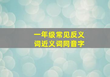 一年级常见反义词近义词同音字