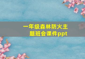 一年级森林防火主题班会课件ppt