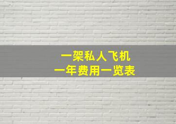 一架私人飞机一年费用一览表