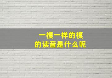 一模一样的模的读音是什么呢