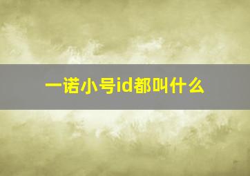 一诺小号id都叫什么