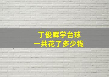 丁俊晖学台球一共花了多少钱