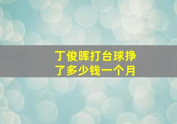 丁俊晖打台球挣了多少钱一个月