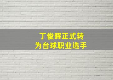 丁俊晖正式转为台球职业选手