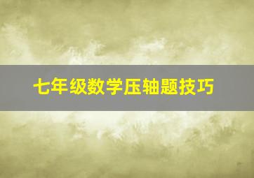 七年级数学压轴题技巧