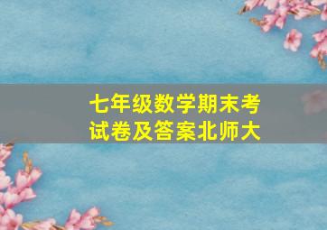 七年级数学期末考试卷及答案北师大