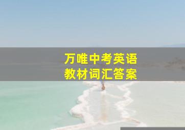 万唯中考英语教材词汇答案