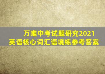 万唯中考试题研究2021英语核心词汇语境练参考答案