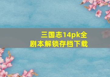 三国志14pk全剧本解锁存档下载