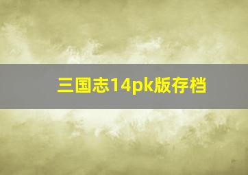 三国志14pk版存档