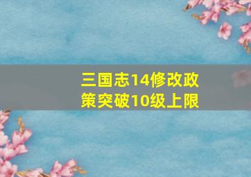 三国志14修改政策突破10级上限