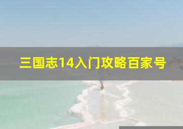 三国志14入门攻略百家号