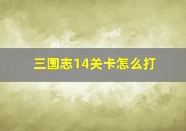 三国志14关卡怎么打