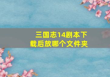 三国志14剧本下载后放哪个文件夹