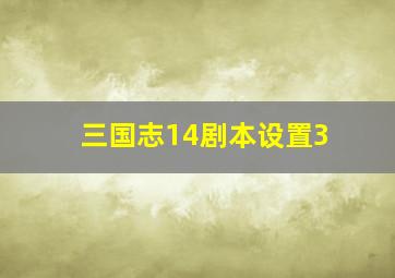 三国志14剧本设置3