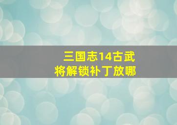 三国志14古武将解锁补丁放哪