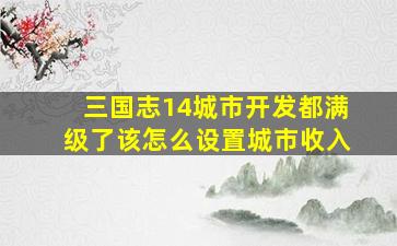 三国志14城市开发都满级了该怎么设置城市收入